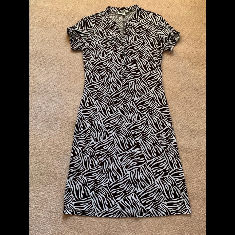 Intermission Brown/White Pattern Dress Women Sz 4